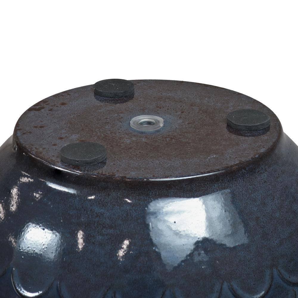 Sunnydaze Dinah Metal Outdoor Planter - Navy Molten Glaze - (Set of 2) DRV-2812