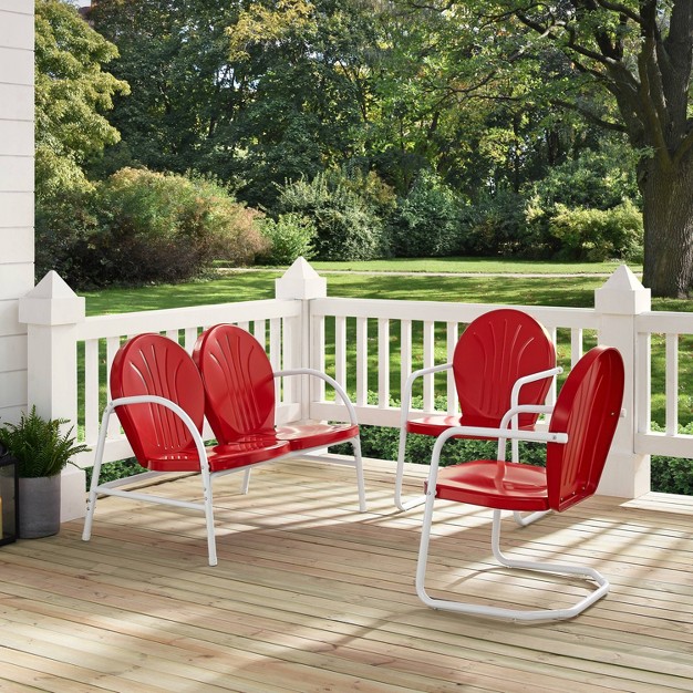 Griffith 3pc Outdoor Seating Set Bright Red Crosley