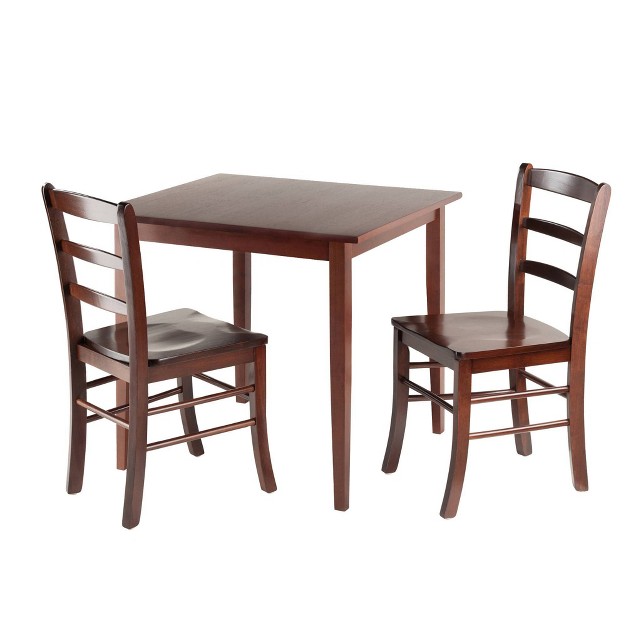 3pc Gadgsetstore Square Dining Table With 2 Chairs Walnut