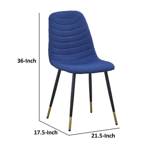 Gem 17 Inch Modern Metal Dining Chairs， Velvet Tufted， Set of 4， Blue