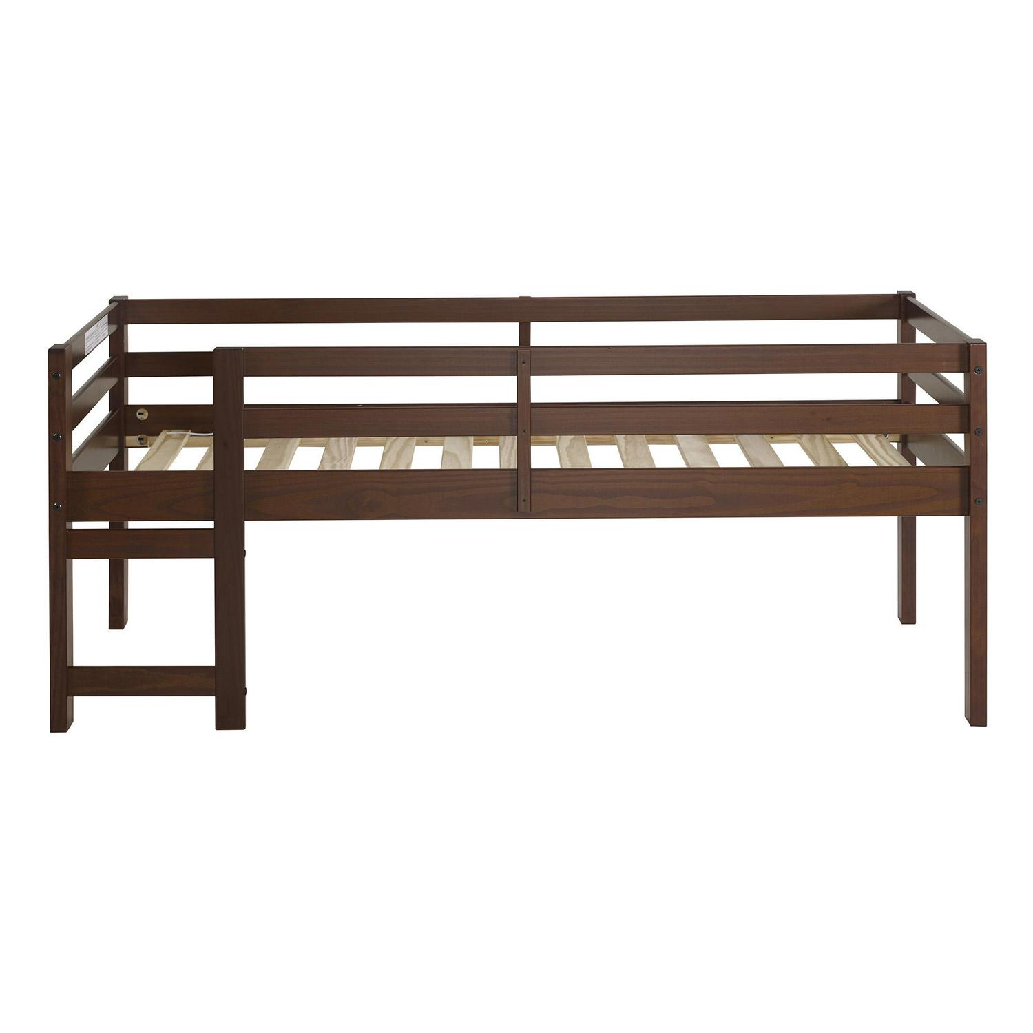 Manor Park Traditional Solid Wood Twin Low Loft Bed Walnut  Crowdfused