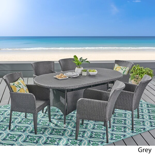 Corsica Outdoor 7piece Wicker Dining Set by Christopher Knight Home