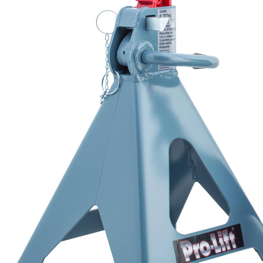 Pro-Lift 6-Ton Double Locking Pin Jack Stand with Cast Ductile Ratchet Bar Pair T-6906D