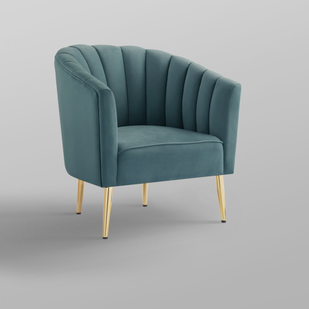 Nicole Miller Bodhi Velvet Accent Chair  Channel Tufted Back   Midcentury   Armchairs And Accent Chairs   by Inspired Home  Houzz