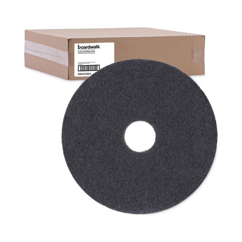 Boardwalk 16in. Diameter Black Stripping Floor Pads (5-Pack) BWK4016BLA