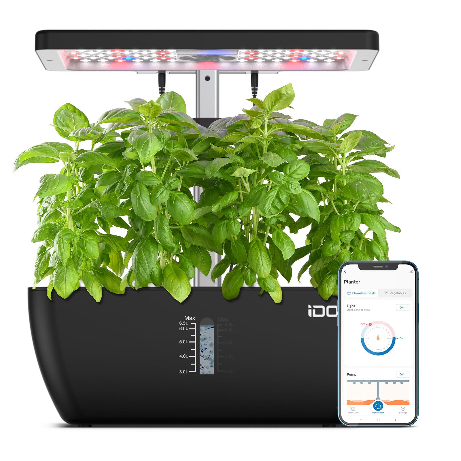 iDOO Smart 12Pods Indoor Herb Garden Kit， Hydroponics Growing System with LED Grow Light