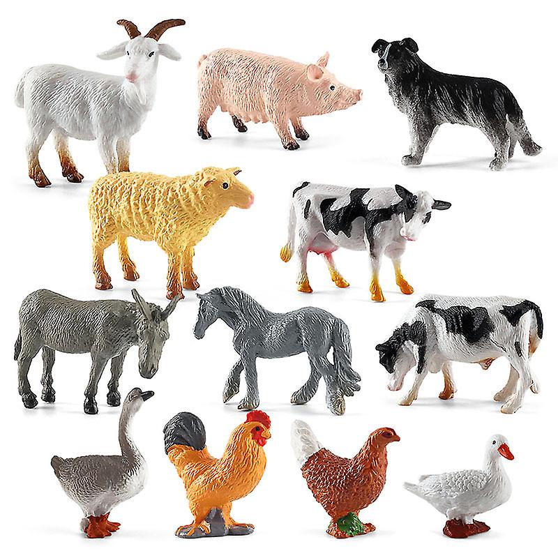 Farm Animals Figures Model Set High Simulation Miniature Poultry Educational Learning Toys Role Play Figure 12 Pcs Plastic Farm Barn Animals Playset F