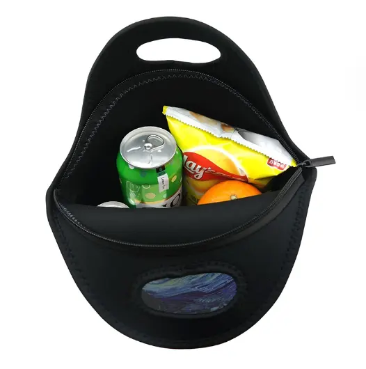 promotion high quality hot sale neoprene sublimation flat folding cooler lunch bag food picnic camping cooler lunch bag