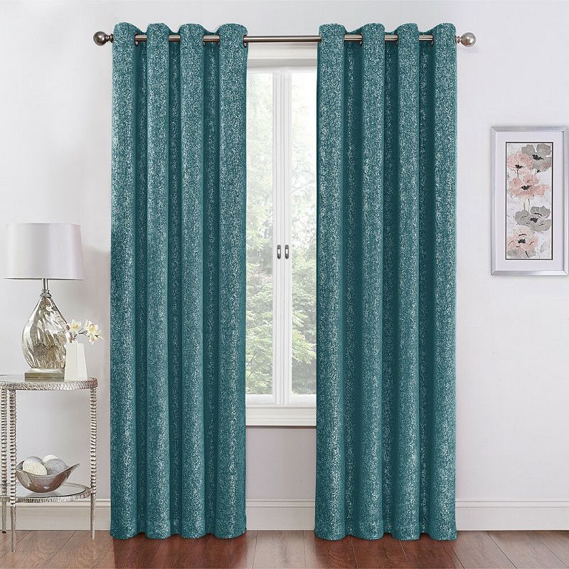 Kate Aurora 2 Pack Glam Metallic Sparkle Thermal Light Filtering Grommet Top Curtains