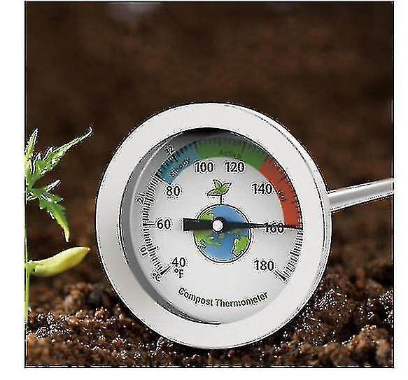 Compost Soil Thermometer Stainless Steel Probe Fertilizer Water Thermometer