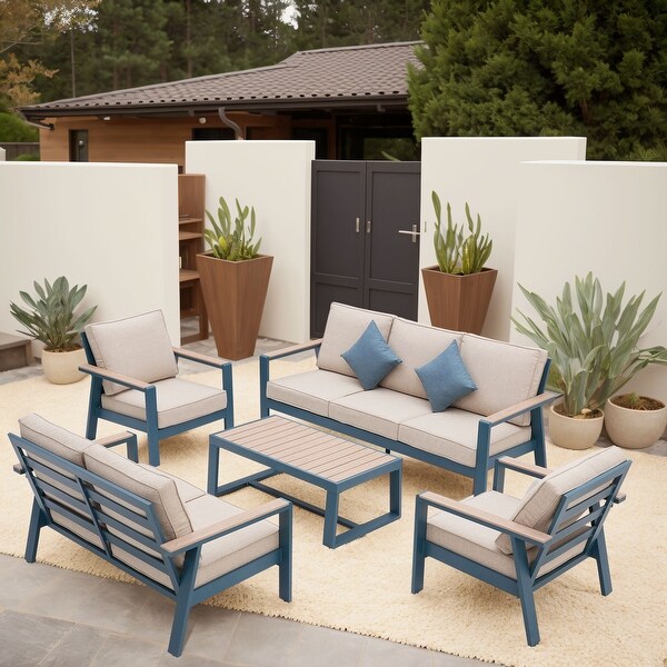 Zenova Aluminum Outdoor Sofa，Patio Sofa Sets，Patio Sectional Sofa Couch，Furniture Conversation Sets