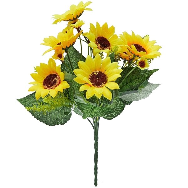 4 Bouquet Yellow Sunflowers Artificial Fake Flowers for Floral Home Decorations