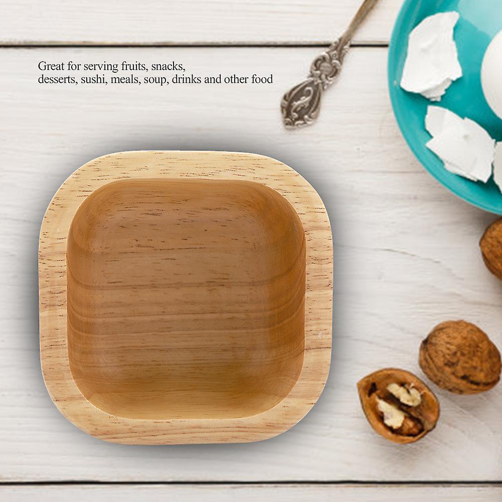 Elegant Wood Food Tray Dinner Dish Bowl Snack Serving Plate for Home Restaurant 12.5*12.5*4.5cm