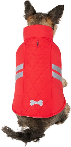 Frisco Mediumweight Reflective Insulated Dog and Cat Coat with Thermal Lining， Red