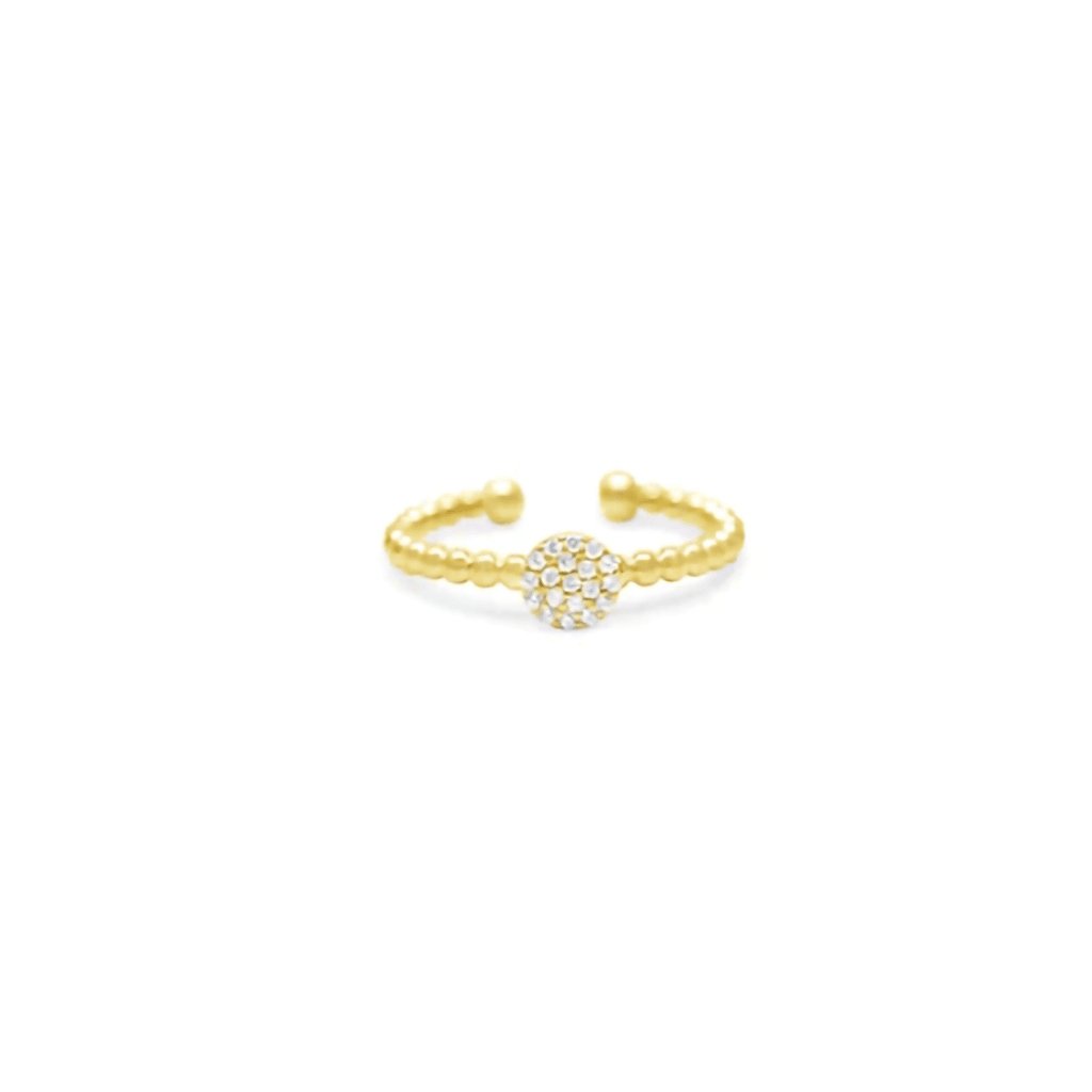 Stia  Pavé Disk Droplet Wire Ring in Gold Plating