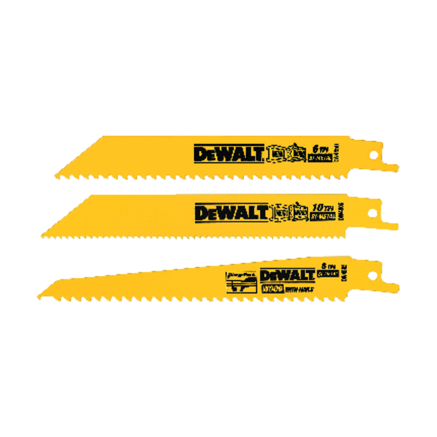 DW 6 in. Bi-Metal Reciprocating Saw Blade Set Multi TPI 3 pk