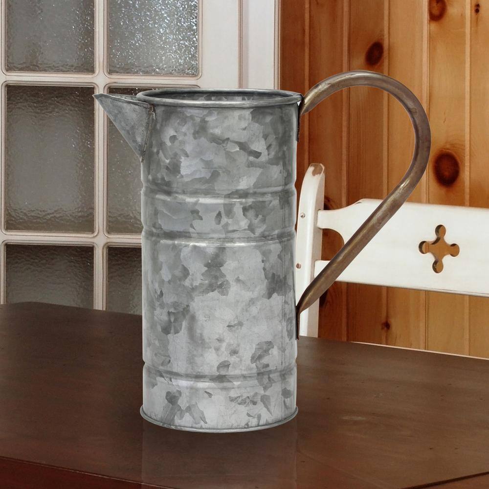 Stonebriar Collection 9.5 in. x 9.5 in. Antique Galvanized Metal Watering Can with Handle SB-5914A