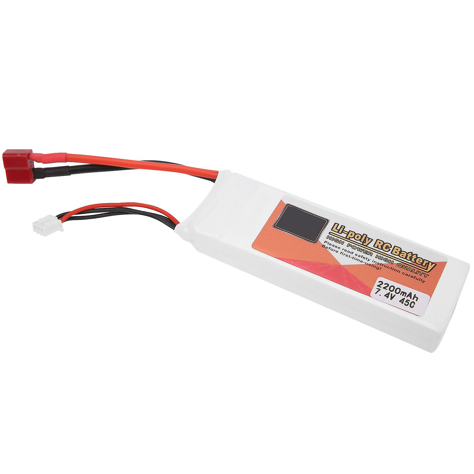 7.4v 2200mah 2s 45c Lipo Battery T Plug High Power For Rc Drone Helicopter Car Model