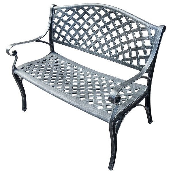 Outdoor Aluminum Modern Black Bronze Grey White Patio Bench Loveseat