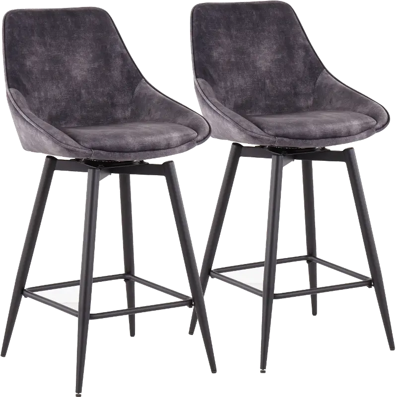 Diana Gray Velvet Swiveling Counter Stools， Set of 2