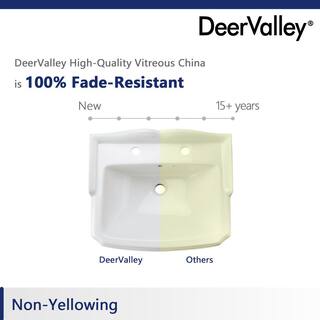 DEERVALLEY DeerValley Dynasty 26 34 in. Tall White Vitreous China Rectangular Pedestal Bathroom Sink With Overflow DV-1P522