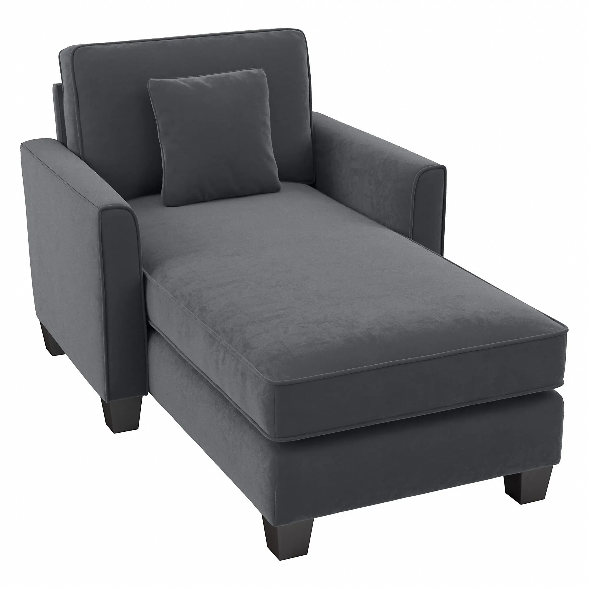 Flare Dark Gray Microsuede Chaise Lounge with Arms - Bush Furniture