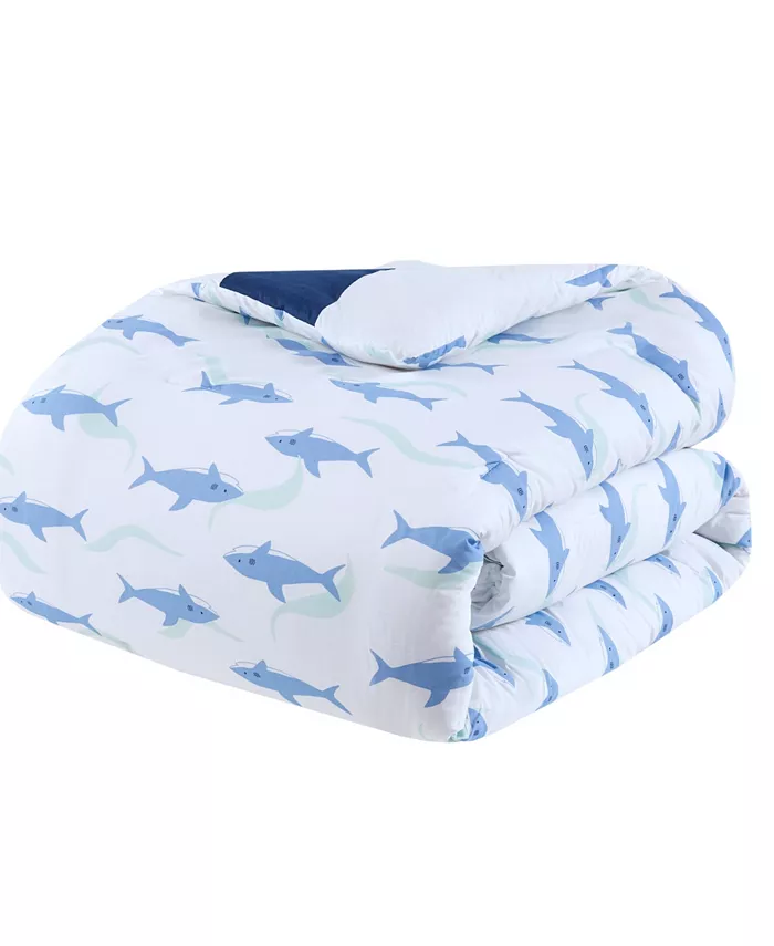 Urban Habitat Sammie Cotton Cabana Stripe Reversible 3-Piece Comforter Set with Shark Reverse， Twin