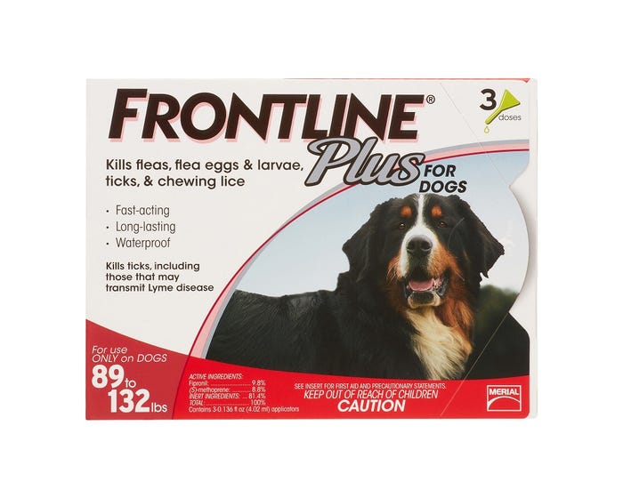 Frontline Plus Dog Flea and Tick Control  89-132lbs (3 doses)