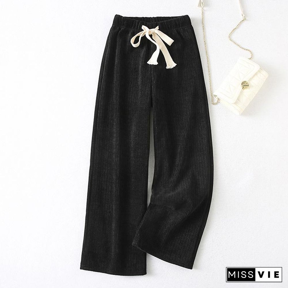 Loose Stripe Lace Up Casual Pants