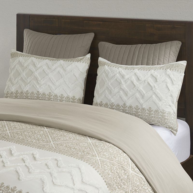 INK+IVY Mila 3-Piece Cotton Chenille Tufted Duvet Cover Set with Shams