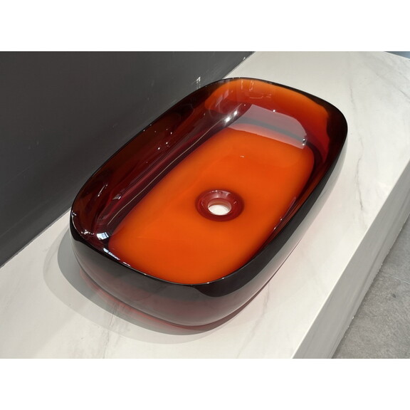 Transparent Red Solid surface basin W1240106950