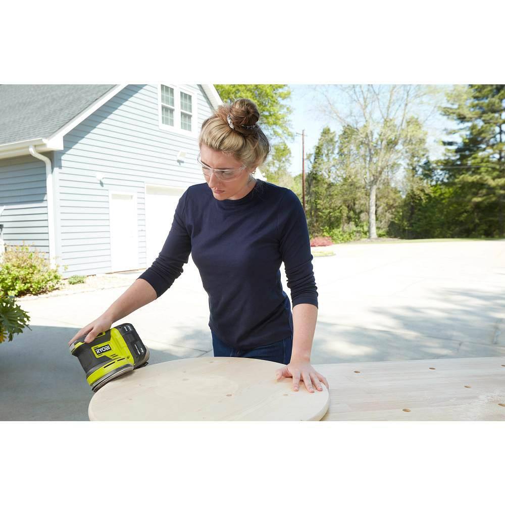 RYOBI ONE+ 18V Cordless 5 in. Random Orbit Sander (Tool Only) with 7-Piece 5 in. Random Orbit Sand Paper Assortment PCL406B-A21701