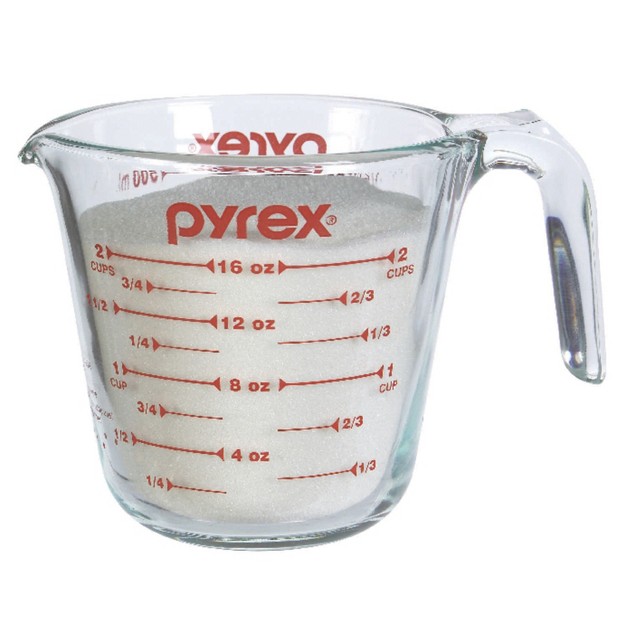 Pyrex Prepware 1 cup Glass Measuring Cup Clear With Red Measurements Pack Of 2 Cups