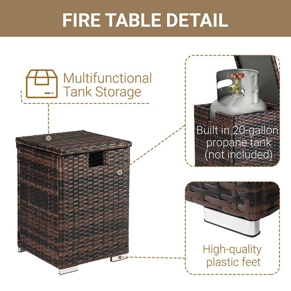 Multifunctional Gas Bottle Storage Rattan Side Table Brown Gradient