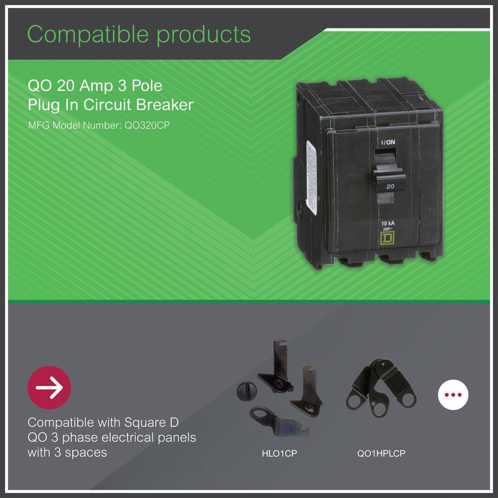 Square D QO 20 Amp 3-Pole Plug-In Circuit Breaker QO320CP