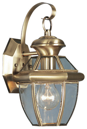 Monterey 1 Light Outdoor Wall Light  Antique Brass  7 quot  Traditional   Outdoor Wall Lights And Sconces   by Lighting New York  Houzz