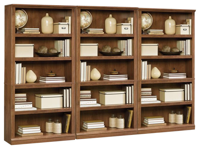 Sauder Select 5 Shelf Wall Bookcase in Oiled Oak   Traditional   Bookcases   by Homesquare  Houzz