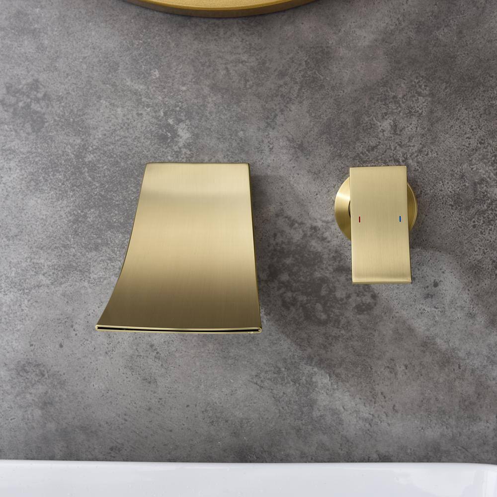 CASAINC Singe Handle Wall Mount Widespread Bathroom Faucet in Gold CASA02GP08LSJ