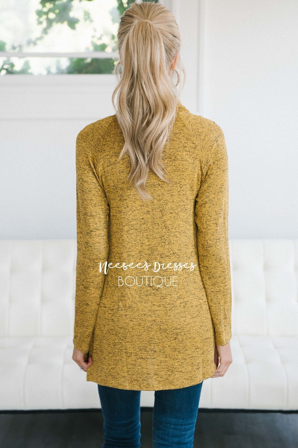 Lace & Buttons Cowl Neck Sweater