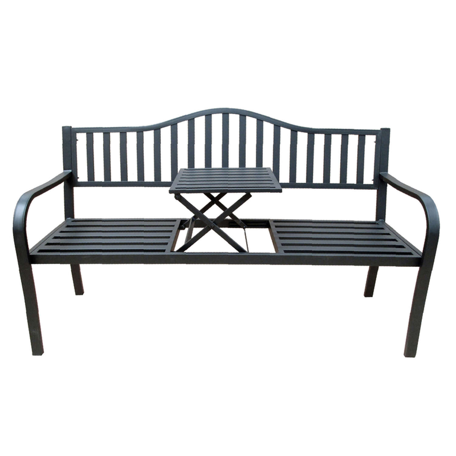 Bond Black Steel Park Bench 35 in. H X 59 in. L X 23 in. D