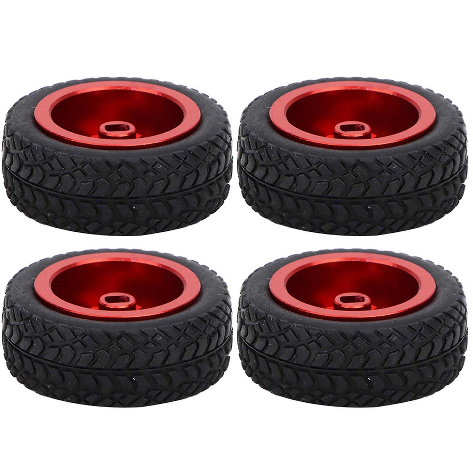 4pcs Rc Car Model Accessories Fit For Wltoys 1/28 K989-53 Rc Aluminum Tires(red)