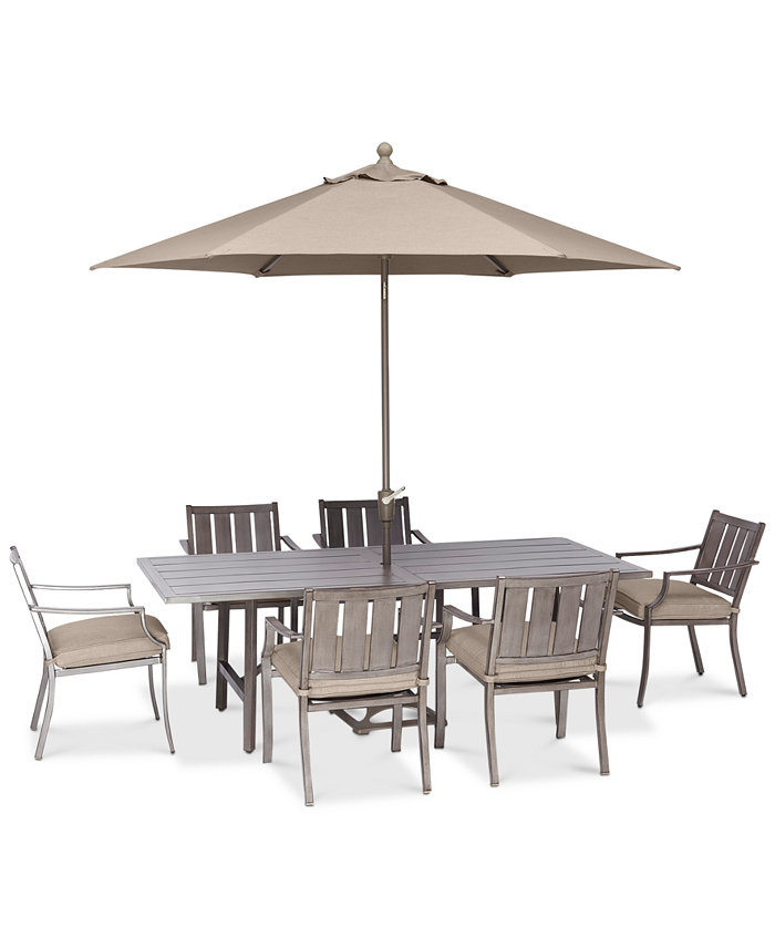 Agio Wayland Outdoor Aluminum 7-Pc. Dining Set (84 x 42 Rectangle Dining Table and 6 Dining Chairs)