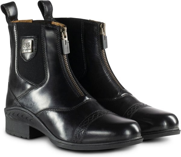 B Vertigo Womens Saturn Front-Zip Leather Paddock Boots， Black