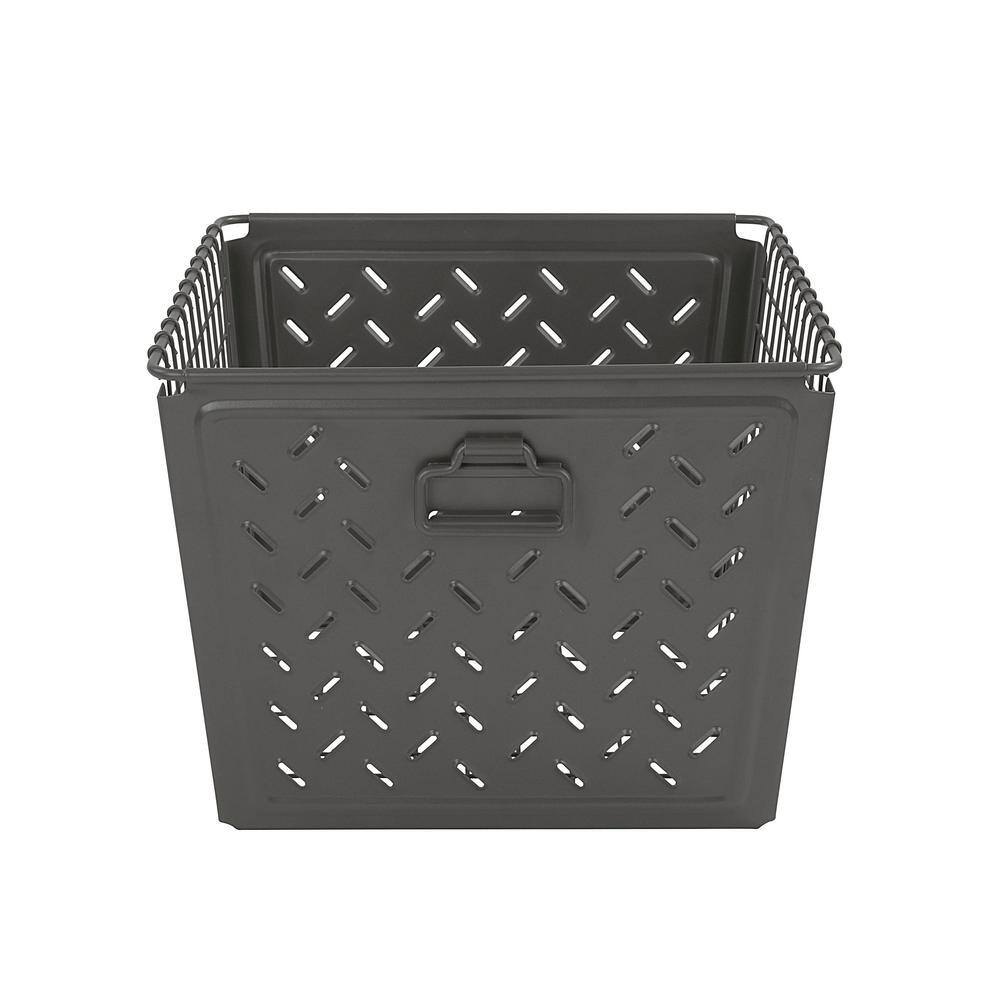 Spectrum 9 in. H x 12 in. W x 12.5 in. D Dark Gray Steel Cube Storage Bin 84076