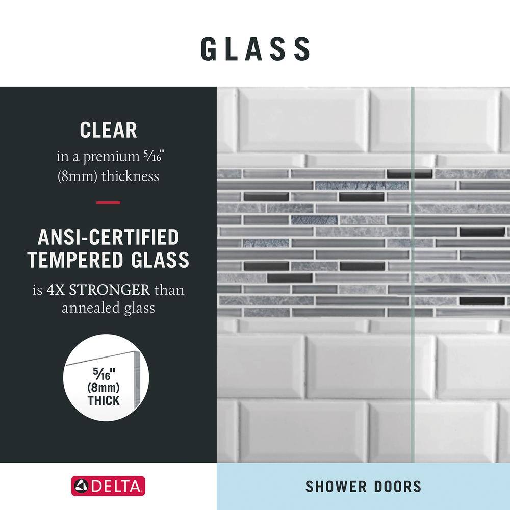 Delta Classic 500 44 in. W - 48 in. W x 71-18 in. H Sliding Frameless Shower Door in Nickel with Clear Glass SC5S848-NIK-R