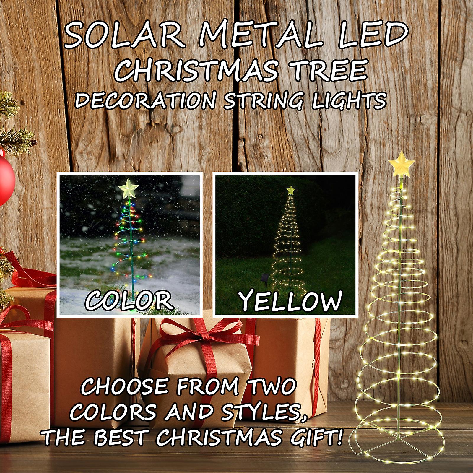 Solar Metal Light Emitting Diode Christmas Tree Decoration String Lights Outdoor Waterproof Garden Decoration Colored Llights No.242771