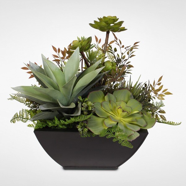 Artificial Succulent Arrangement in a Metal Container