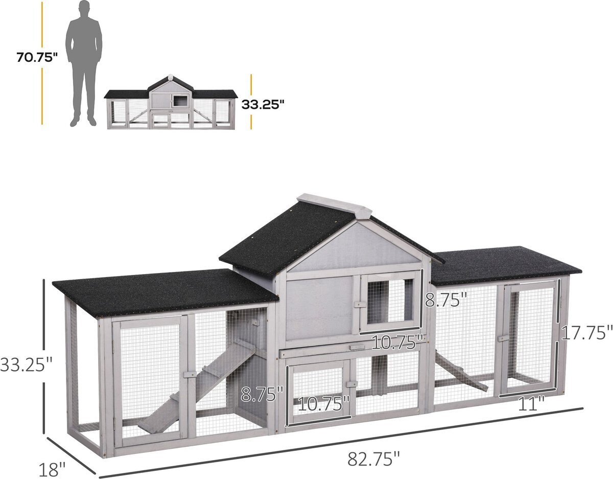 PawHut Run Area Rabbit Hutch