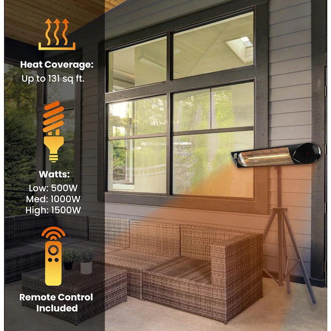 Hanover HAN1052ICBLK-TP 5118-BTU 120-Volt Black Steel Electric Patio Heater