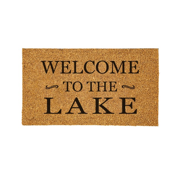 Evergreen 16 X 28 Inches Welcome To The Lake Door Mat Non slip Rubber Backing Dirt Catching Natural Coir Indoor And Outdoor Home Decor